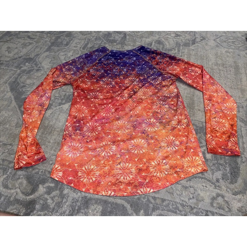 Reel Life Womens long sleeve Shirt Sz Medium Orange Purple Fishing Sun - Picture 5 of 5